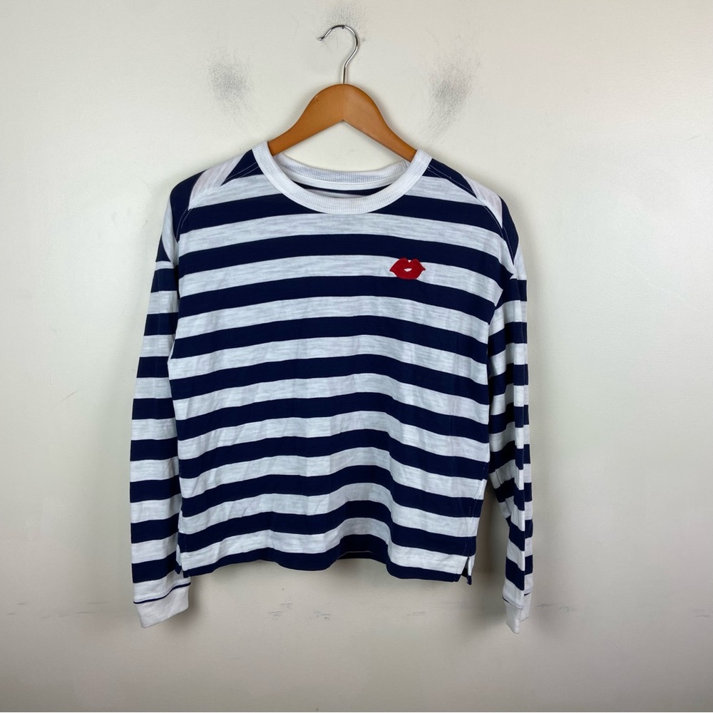 Old Navy The Easy Tee Navy White Striped‎ Breton Shirt Kiss Size XS Coastal